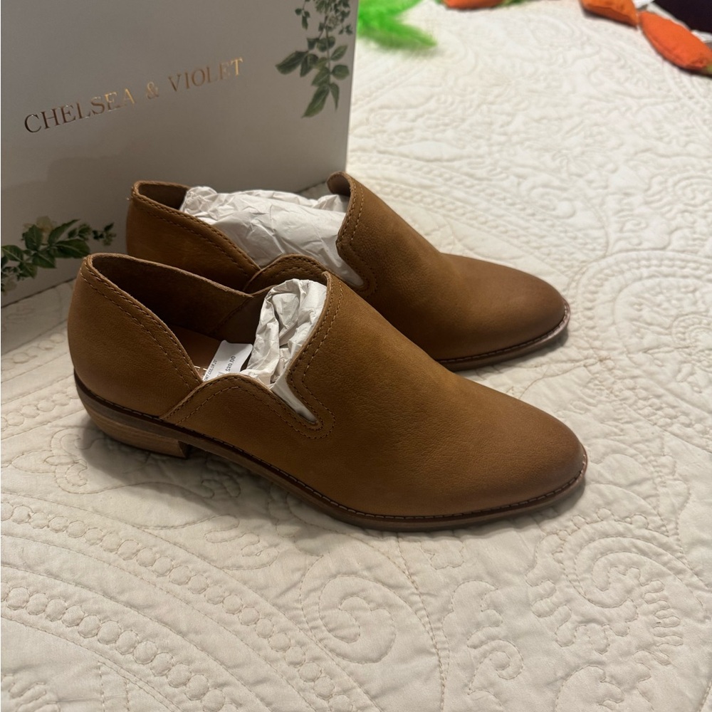 Chelsea & Violet Tan Suede Flats with Minimalist Design